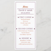 Eenvoudig bruin en Paarse Gepersonaliseerd bruilof Menu (Voorkant)