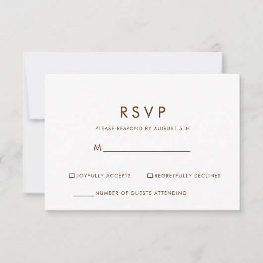 Eenvoudig Bruin en Wit Minimalistisch RSVP (Voorkant)