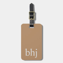 Eenvoudig Bruin Initiaal Monogram Bagagelabel