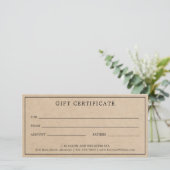 Eenvoudig Bruin Monogram Business Cadeaubon (Staand voorkant)