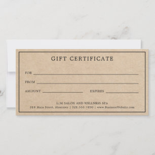 Eenvoudig Bruin Monogram Business Cadeaubon