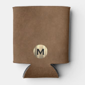 Eenvoudig bruin Suede Gold-monogram Blikjeskoeler (Voorkant)