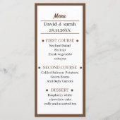Eenvoudig Bruin Trouwdiner Custom Menu (Voorkant)