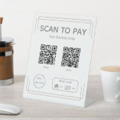 Eenvoudig bruin wit 2 QR codes scan te betalen Reclamebord Met Voetstuk (Insitu)