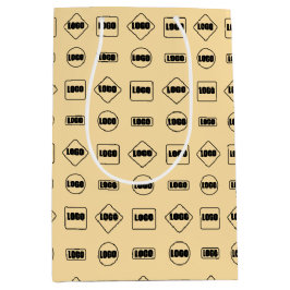 Eenvoudig bruin zwart herhalend promotioneel logo  medium cadeauzakje