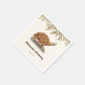 Eenvoudig bruine schildpad verjaardagsfeestje servet (Hoek)