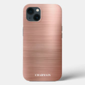 Eenvoudig Brush Metal Roos Gold Case-Mate iPhone Case (Achterkant)