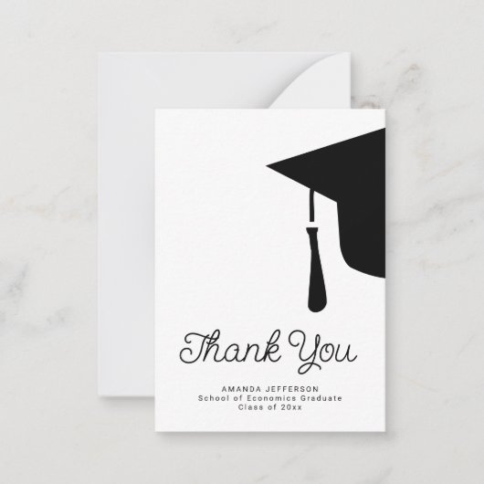 Eenvoudig budget afstuderen gepersonaliseerd dank  notitiekaartje (Voorkant)