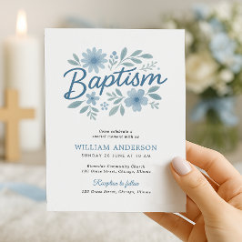 Eenvoudig budget Bloemen Doop Uitnodiging voor Jon