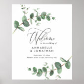 Eenvoudig budget bruiloft elegant welkom eucalyptu poster (Voorkant)