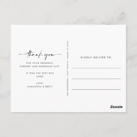 Eenvoudig budget bruiloft foto dank u Briefkaarten (Achterkant)