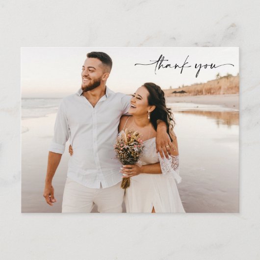 Eenvoudig budget bruiloft foto dank u Briefkaarten (Voorkant)