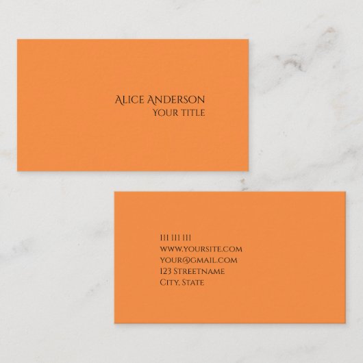 Eenvoudig Budget Een Effen Kleur Modern Sinaasappe Visitekaartje (Voorkant / Achterkant)