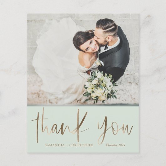 Eenvoudig budget groene bruiloft Dank u (Voorkant)