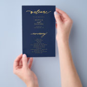 Eenvoudig budget-huwelijksprogramma in goud en mar flyer (Hand)
