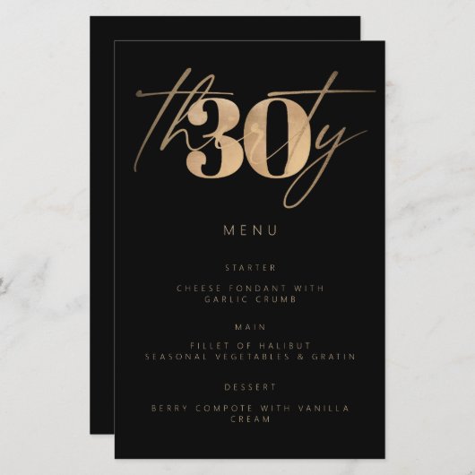 Eenvoudig Budget Zwart Goud 30e Verjaardagsfeest (Voorkant / Achterkant)