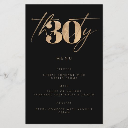Eenvoudig Budget Zwart Goud 30e Verjaardagsfeest (Voorkant)