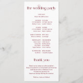 Eenvoudig Burgundy Modern Winter Wedding Programmakaart (Achterkant)