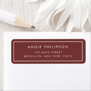 Eenvoudig Burgundy Red Modern Return Address Label