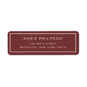 Eenvoudig Burgundy Red Modern Return Address Label (Voorkant)