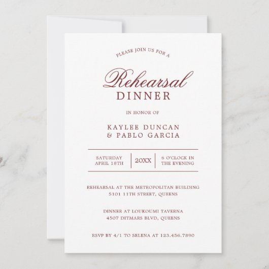 Eenvoudig 'Burgundy White Minimalist'-repetitie Kaart (Voorkant)