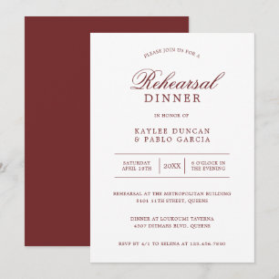 Eenvoudig 'Burgundy White Minimalist'-repetitie Kaart