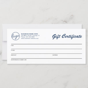 Eenvoudig 'Business Logo Navy Blue Gift'-certifica