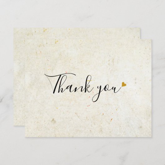 Eenvoudig Business Rustiek Boho Gold Heart Script Bedankkaart (Voorkant / Achterkant)