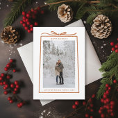 Eenvoudig cadeau lint en boog kerstfoto feestdagenkaart