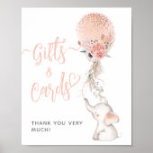 Eenvoudig cadeau voor ellephant en ballon Baby sho Poster (Voorkant)