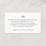 Eenvoudig cadeaubon voor bruiloft visitekaartje<br><div class="desc">Editable tussenvoegselkaart met uw eigen titel en lichaamstekst. Digitaal geschilderde witte rozen op de achterkant met bewerkbare achtergrondkleur.</div>