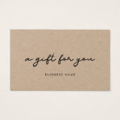 Eenvoudig cadeaubon voor kraftpapier visitekaartje (Voorkant)
