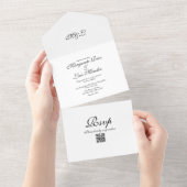 Eenvoudig Caligraphy Black White Elegant Wedding All In One Uitnodiging (Afscheurbaar)