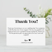 Eenvoudig caligraphy script bruiloft bedankt je ka aankondiging (Staand voorkant)