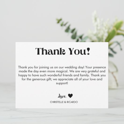 Eenvoudig caligraphy script bruiloft bedankt je ka aankondiging (Staand voorkant)