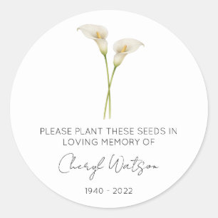 Eenvoudig Calla lelie Herdenking Zaadpakket Ronde Sticker