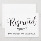 Eenvoudig Calligrafie Reserveringsbord Bruiloft Kaart (Voorkant / Achterkant)