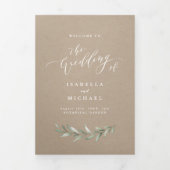Eenvoudig calligrafie rustic greenery bruiloft pro drieluik programma (Cover)