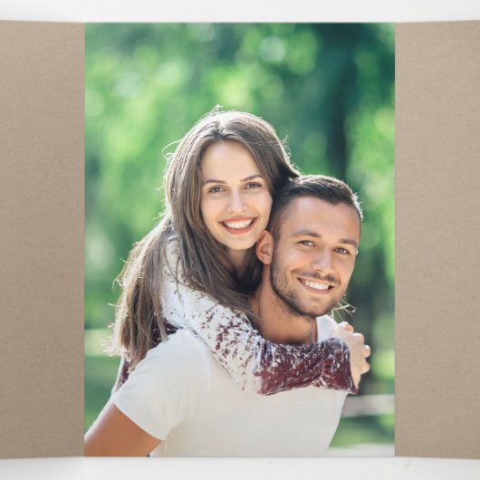 Eenvoudig calligrafie rustic greenery bruiloft pro drieluik programma (Binnenkant midden)