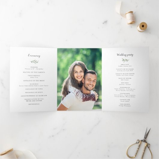 Eenvoudig calligrafie rustic greenery bruiloft pro drieluik programma (Binnen)