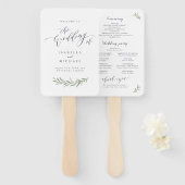 Eenvoudig calligrafie rustic greenery bruiloft pro handwaaier (Voorkant en achterkant)