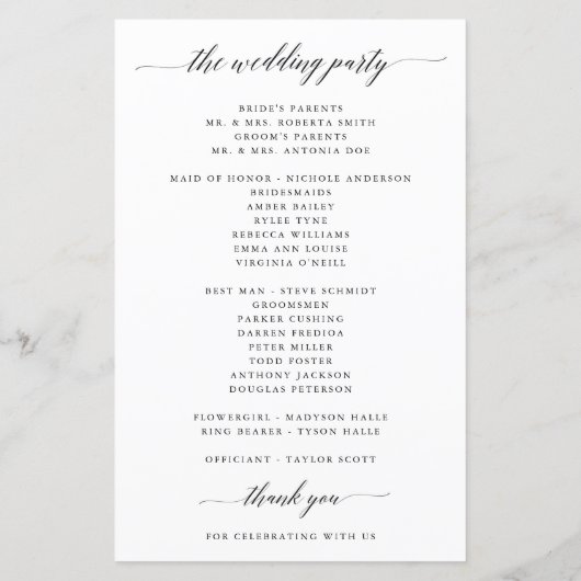 Eenvoudig Calligrafie-script ellegant Wedding Prog (Achterkant)