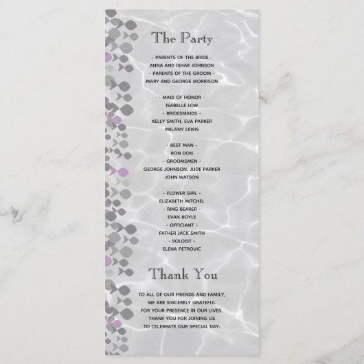 Eenvoudig calligrafiekscript bruiloft programmakaart (Achterkant)