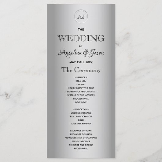 Eenvoudig calligrafiekscript bruiloft programmakaart (Voorkant)