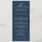 Eenvoudig calligrafiemenu Blue Wedding Menu (Voorkant)