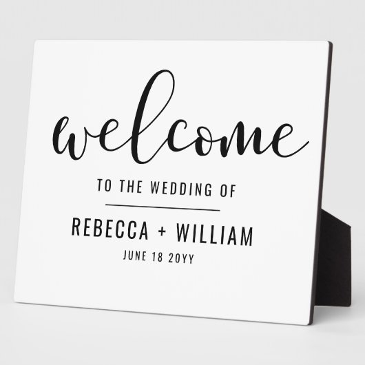 Eenvoudig Calligrafiescript welkome bruiloft Fotoplaat (Zijkant)