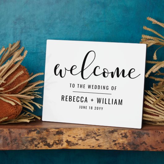 Eenvoudig Calligrafiescript welkome bruiloft Fotoplaat (Zijkant)