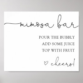 Eenvoudig Calligraphy Mimosa Bar Drinkbord Poster