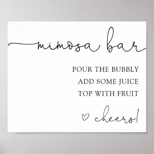 Eenvoudig Calligraphy Mimosa Bar Drinkbord Poster (Voorkant)