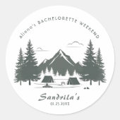 Eenvoudig Camping Weekend Bachelorette Party Ronde Sticker (Voorkant)
